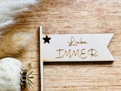 Unser Wimpel "Liebe immer" von nahem