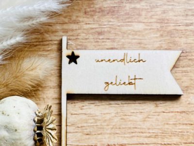 Unser Wimpel "unendlich geliebt" von nahem