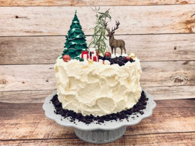 Weihnachtstorte "A Hirschele" mit 3D Elementen & Lichterkette